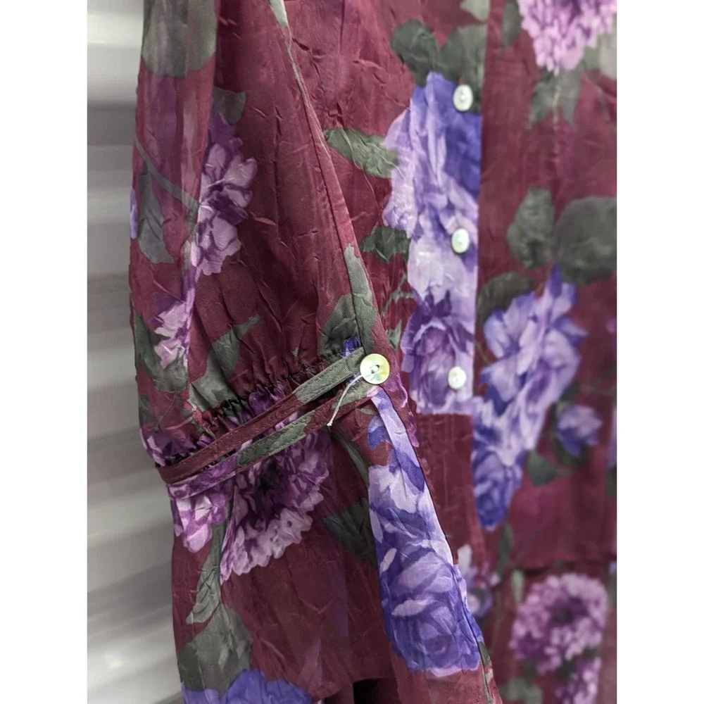Whimsigoth Cottagecore Purple Floral Maxi Dress‎ 2PC Vintage Size 18